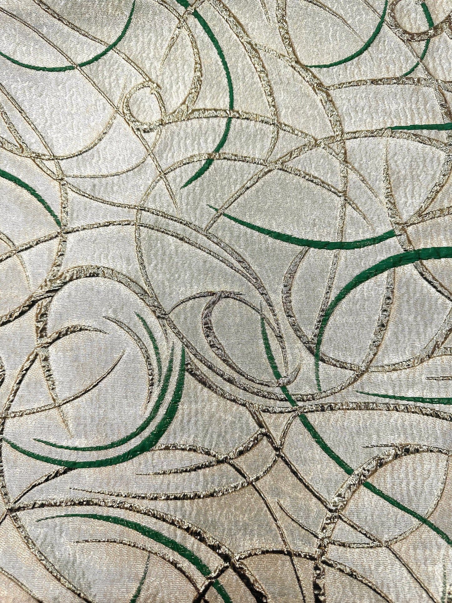 GREEN GOLD Swirl Metallic Brocade Fabric (60 in.) Sold By The Yard