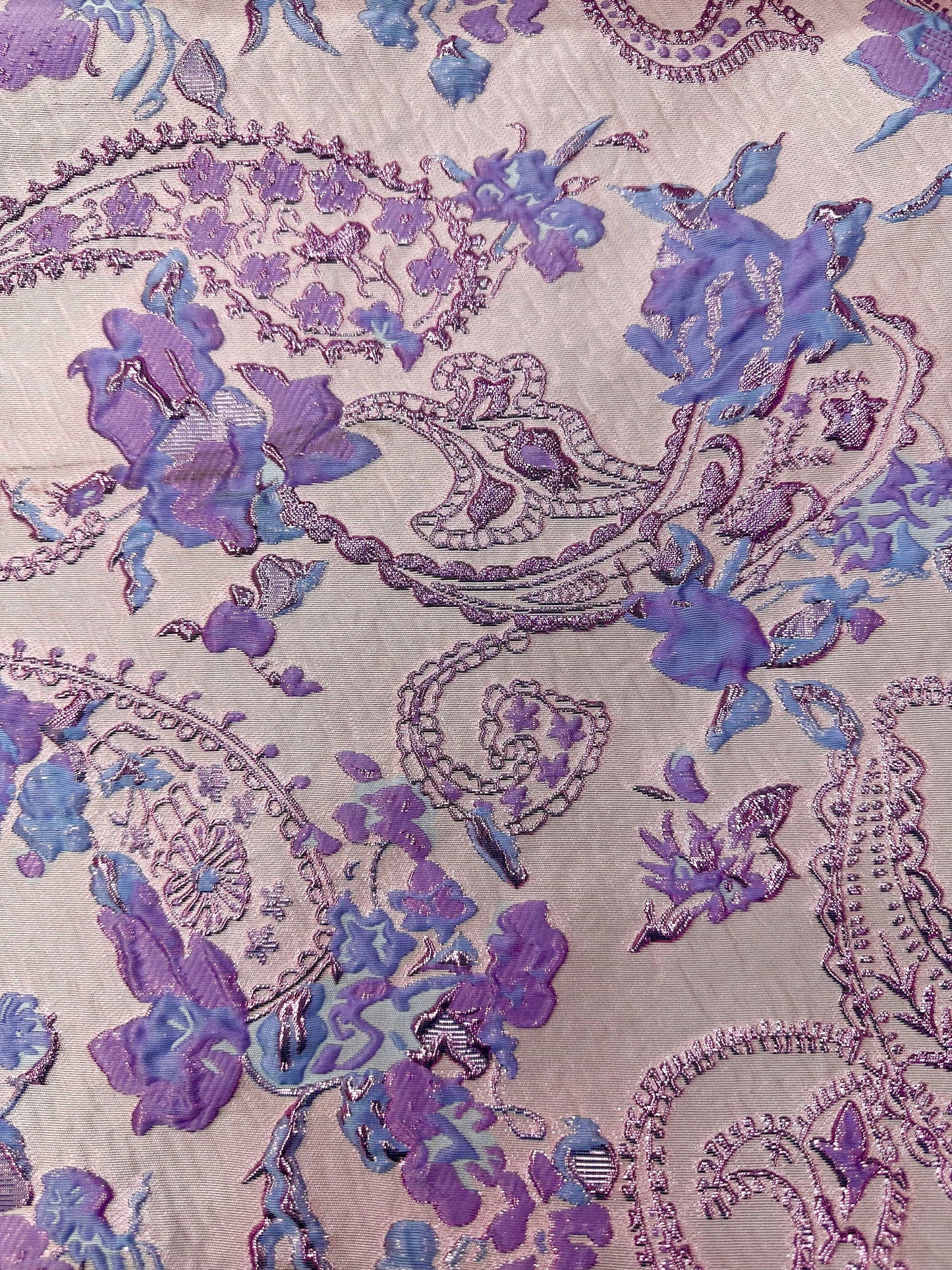 PURPLE BLUE Floral Paisley Brocade Fabric (60 in.) Sold By The Yard