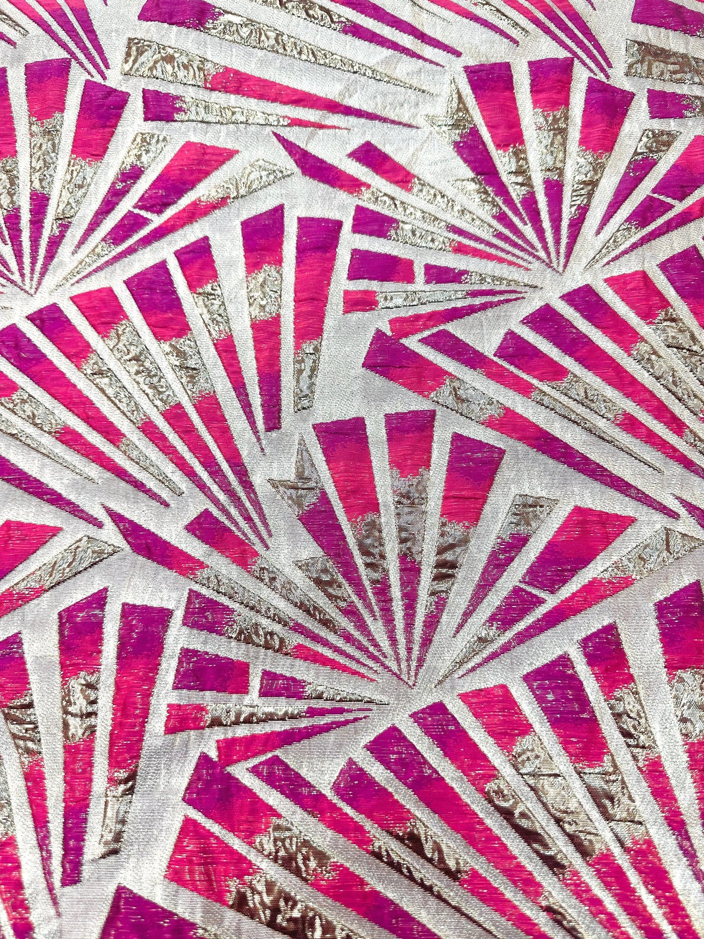 FUCHSIA PINK GOLD Geometric Brocade Fabric (60 in.) Sold By The Yard