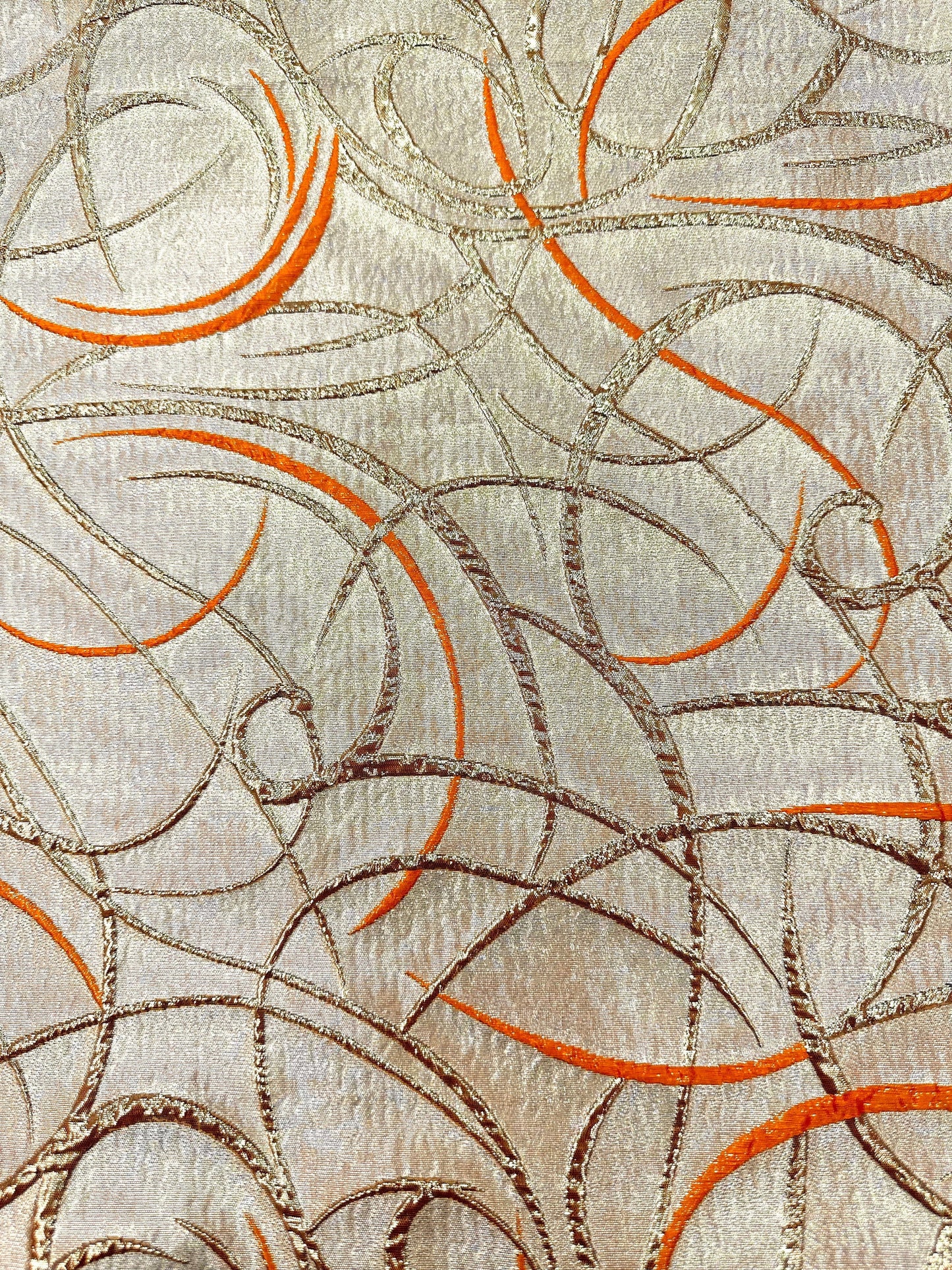 ORANGE GOLD Swirl Metallic Brocade Fabric (60 in.) Sold By The Yard