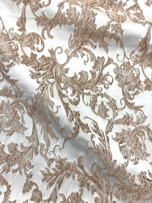 TAUPE Floral Brocade Fabric (60 in.) Sold By The Yard