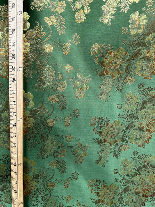 GREEN GOLD Floral Brocade Fabric (60 in.) Sold By The Yard