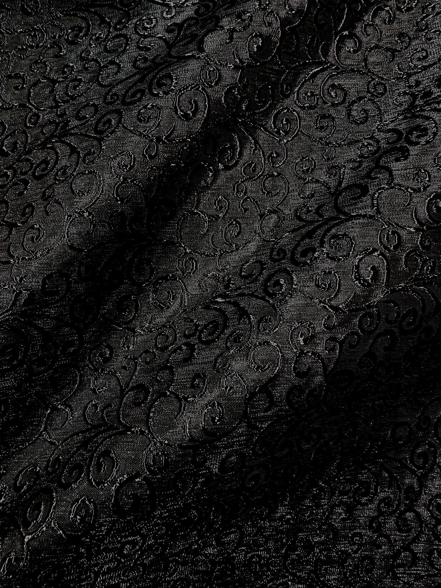 BLACK Swirl Metallic Brocade Fabric (58 in.) Sold By The Yard