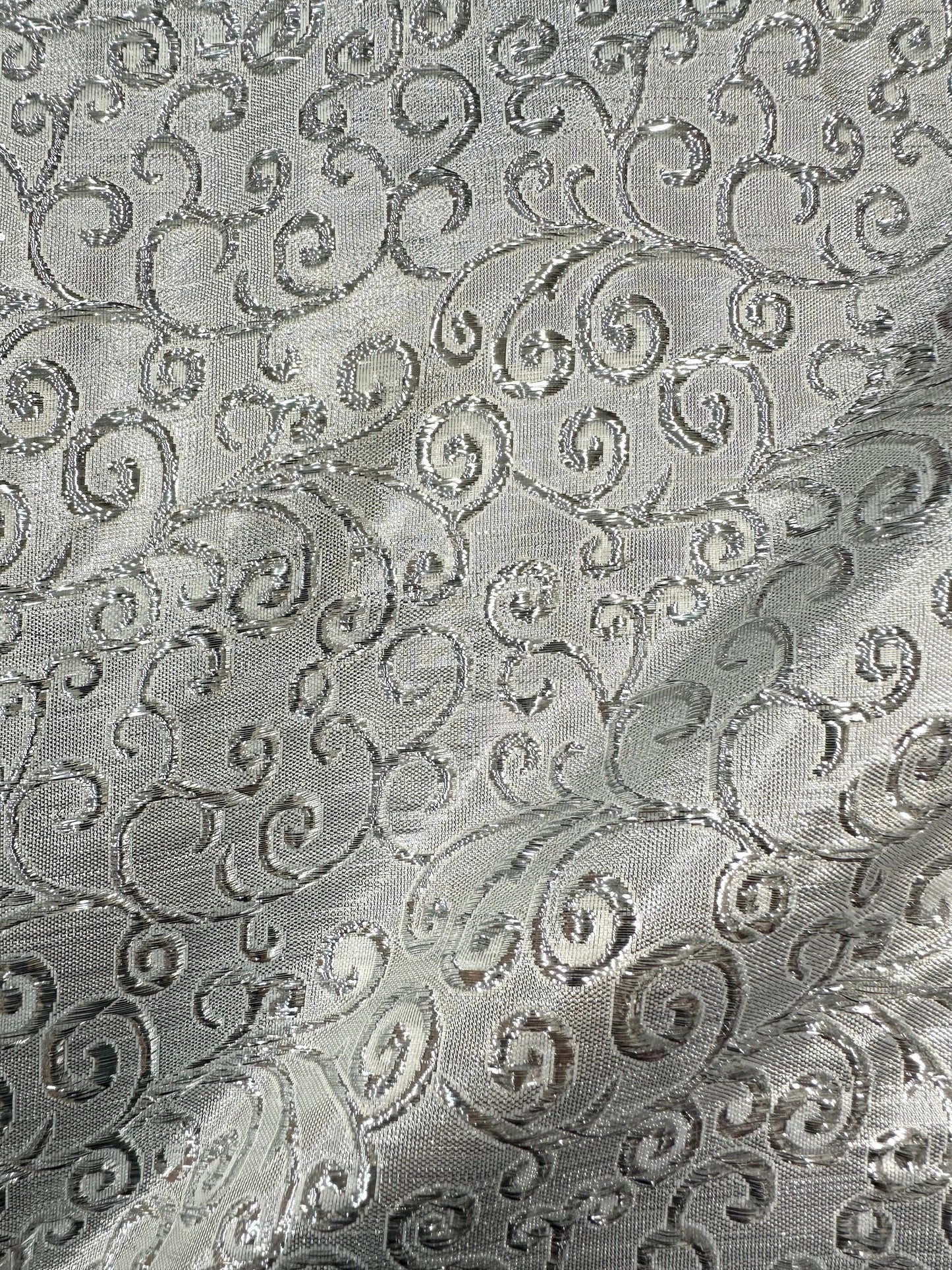 SILVER Swirl Metallic Brocade Fabric (58 in.) Sold By The Yard