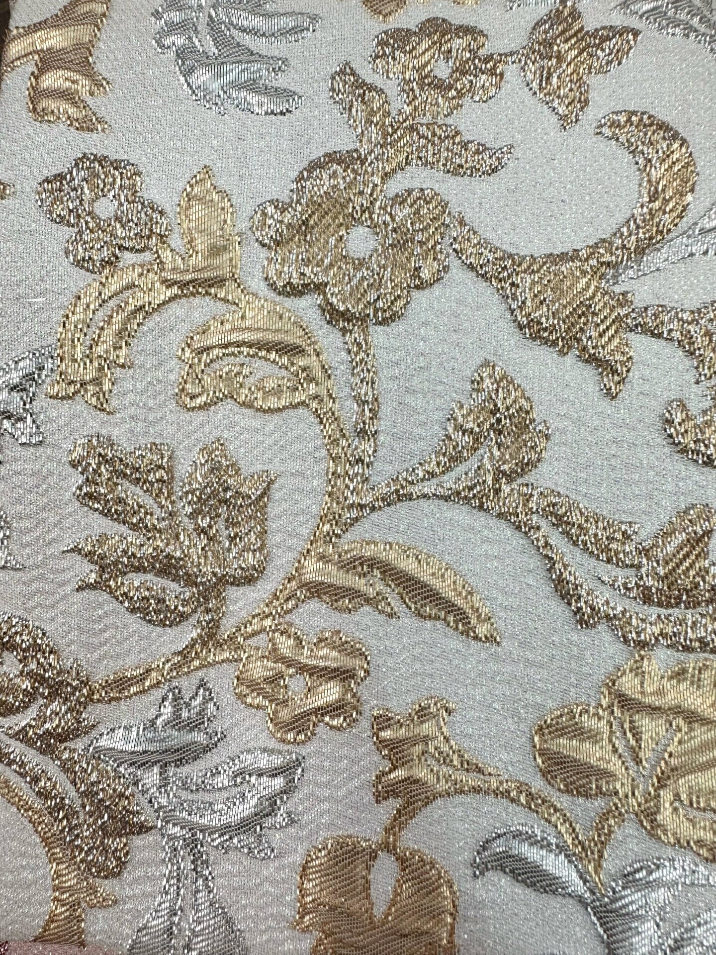 GOLD SILVER Floral Brocade Fabric (60 in.) Sold By The Yard