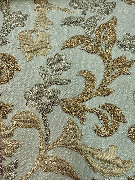 GOLD MULTICOLOR Floral Brocade Fabric (60 in.) Sold By The Yard