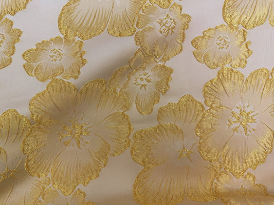 GOLD Floral Brocade Fabric (60 in.) Sold By The Yard