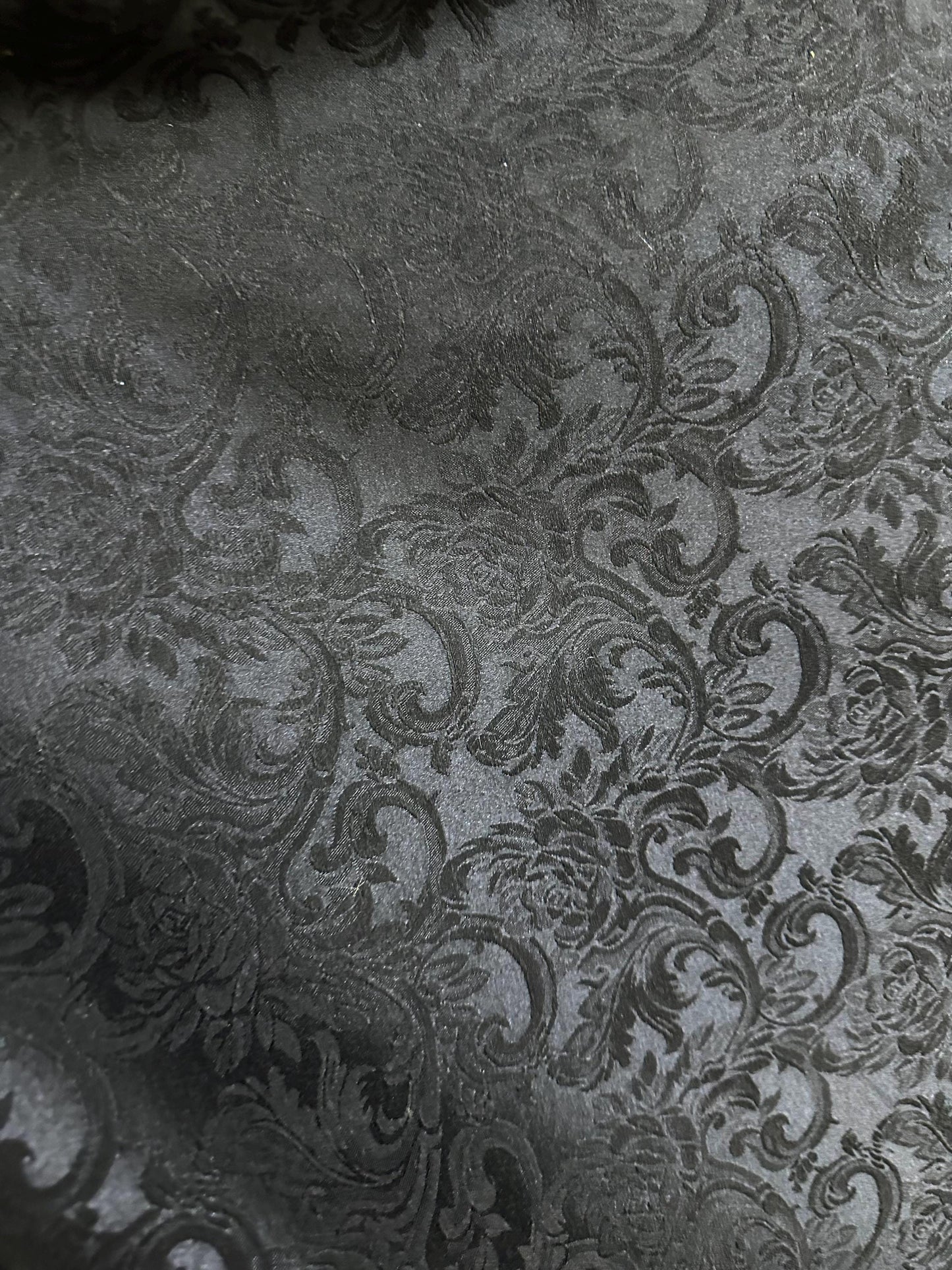 BLACK Damask Floral Upholstery Drapery Brocade Fabric (110 in.) Sold By The Yard