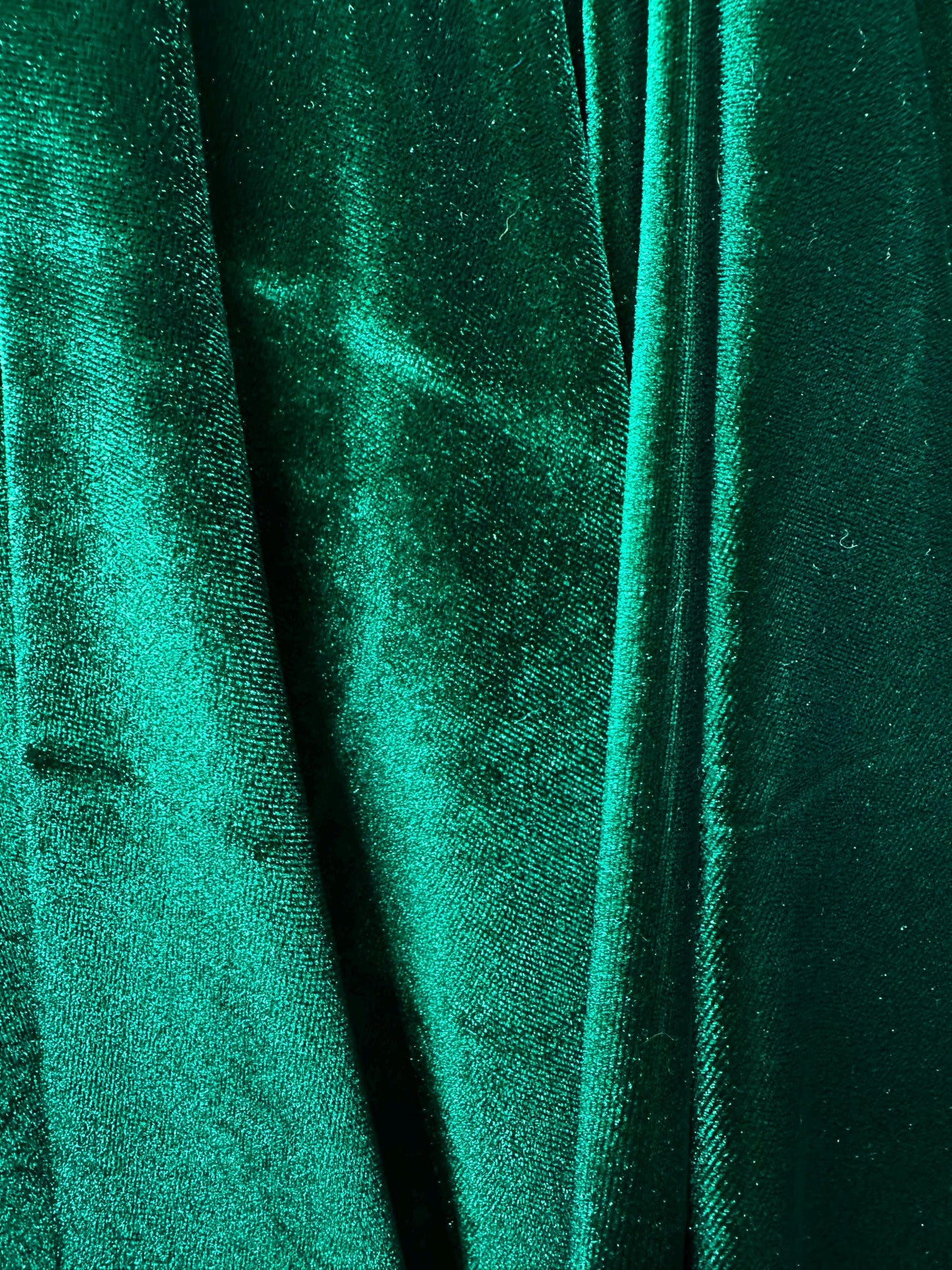 EMERALD GREEN Polyester Stretch Velvet Fabric (60 in.) Sold By The Yard