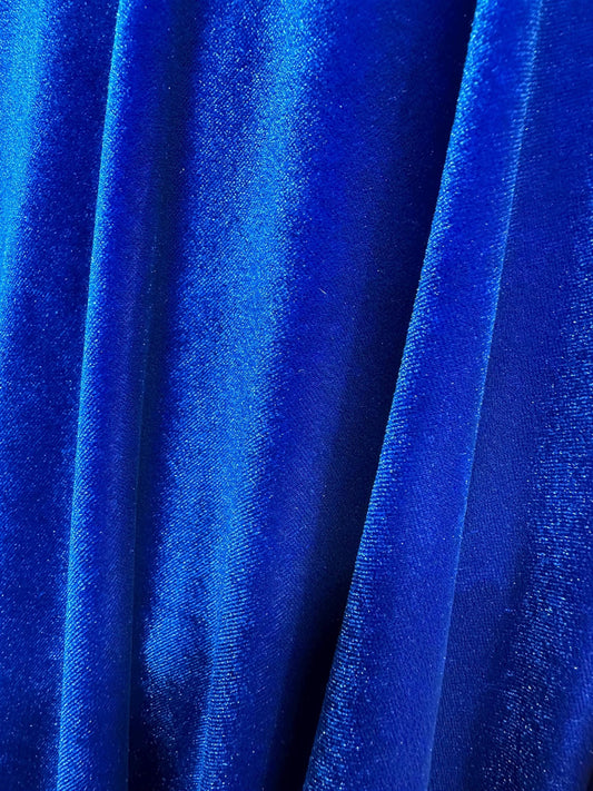 ROYAL BLUE Polyester Stretch Velvet Fabric (60 in.) Sold By The Yard