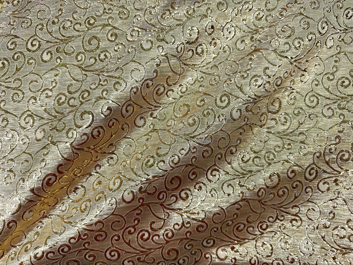 LIGHT GOLD Swirl Metallic Brocade Fabric (58 in.) Sold By The Yard