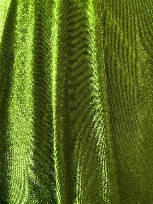 OLIVE GREEN Polyester Stretch Velvet Fabric (60 in.) Sold By The Yard