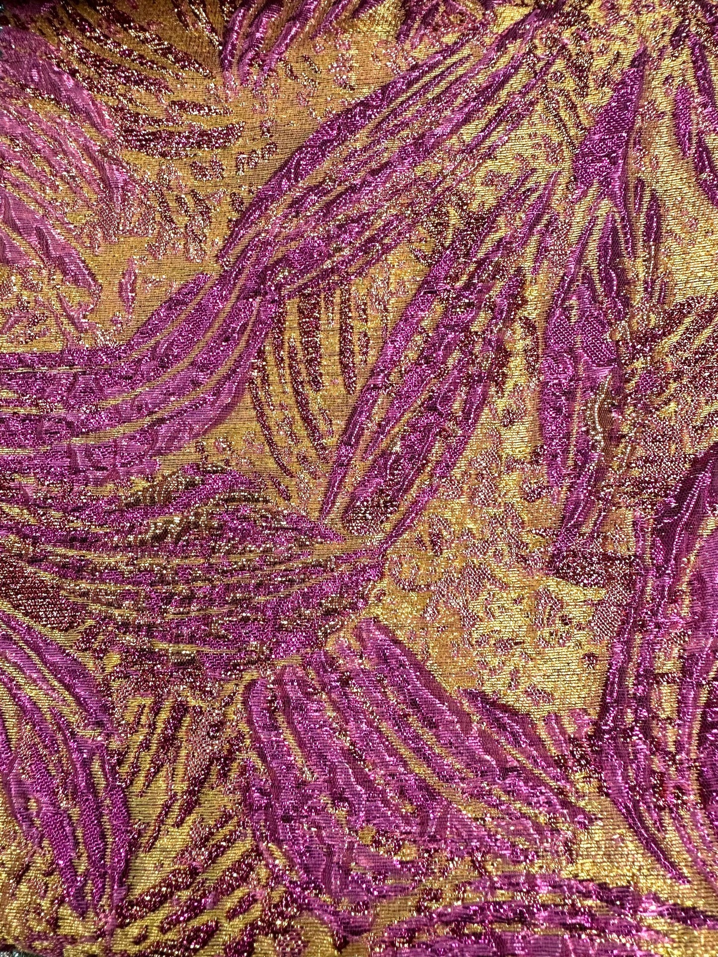 ORANGE FUCHSIA Floral Metallic Brocade Fabric (60 in.) Sold By The Yard