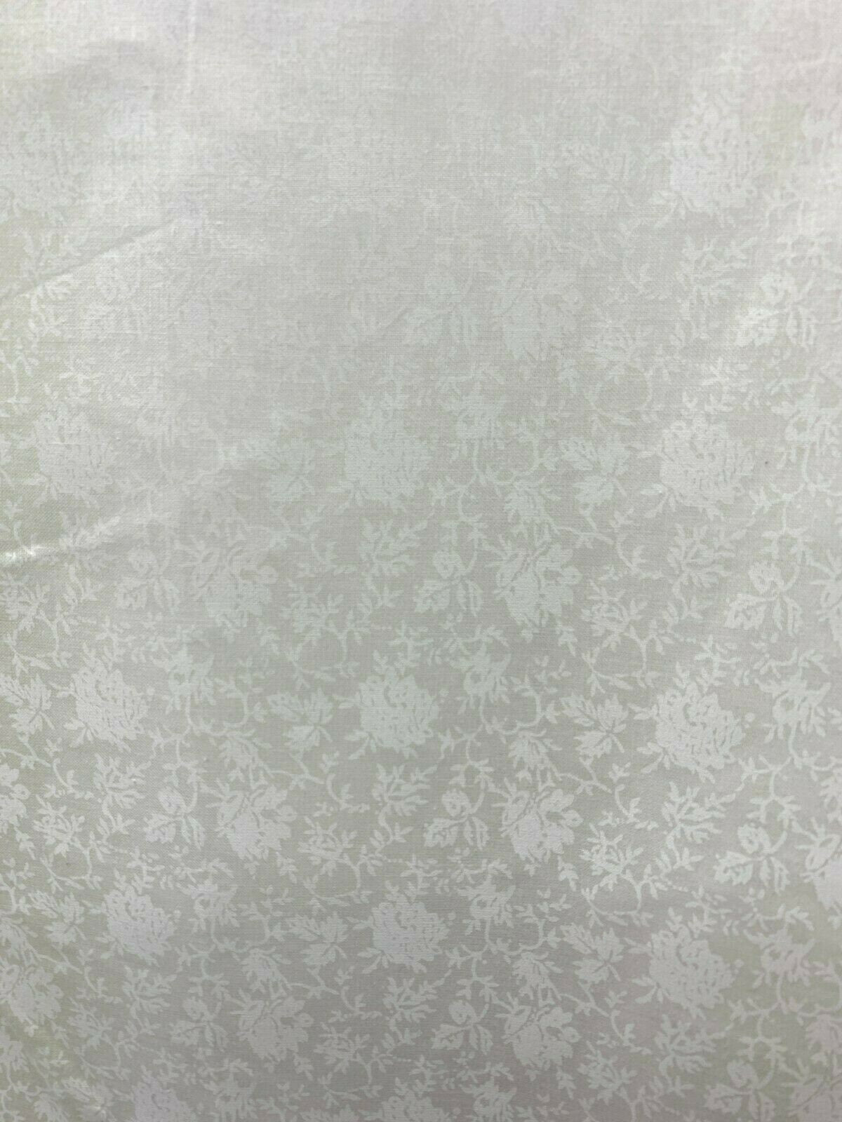 WHITE Floral Printed 100% Cotton Fabric (45 in.) Sold By The Yard